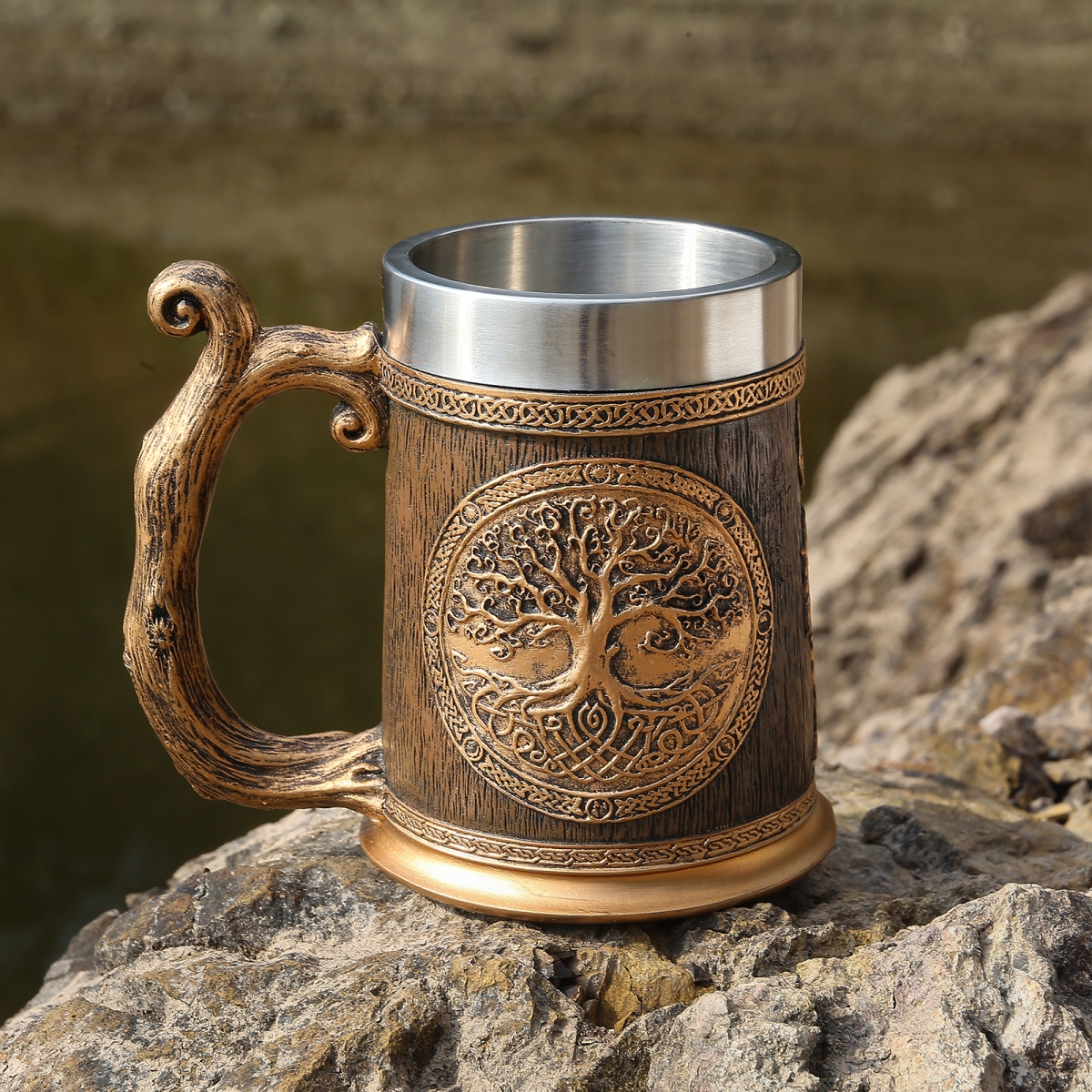 Yggdrasil viking horn coffee mug,rustic viking mug-NORSECOLLECTION- Viking Jewelry,Viking Necklace,Viking Bracelet,Viking Rings,Viking Mugs,Viking Accessories,Viking Crafts