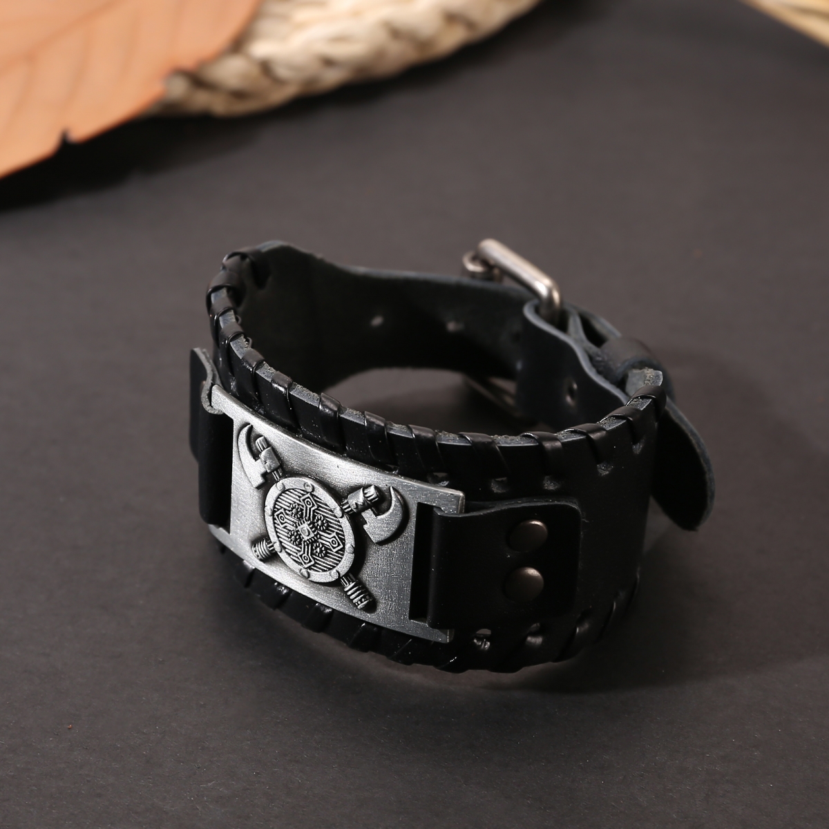 Viking leather wristband new design-NORSECOLLECTION- Viking Jewelry,Viking Necklace,Viking Bracelet,Viking Rings,Viking Mugs,Viking Accessories,Viking Crafts