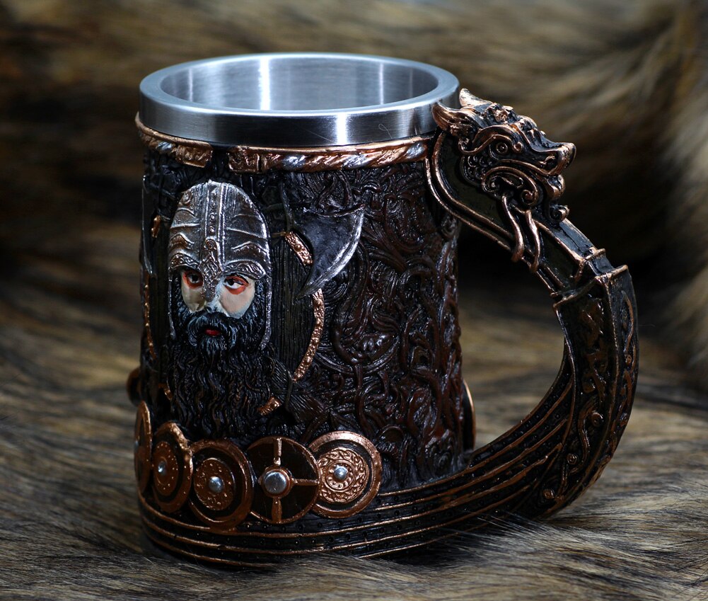 Viking stainless steel mug-NORSECOLLECTION- Viking Jewelry,Viking Necklace,Viking Bracelet,Viking Rings,Viking Mugs,Viking Accessories,Viking Crafts