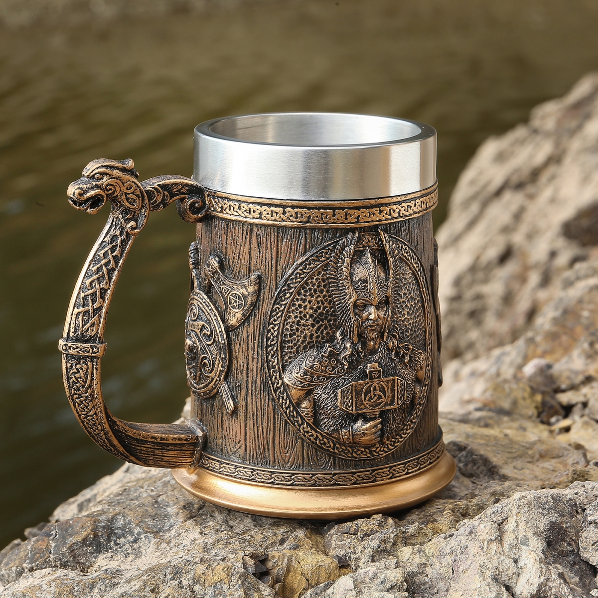 Odin&Thor Tankard US$7.5/PC-NORSECOLLECTION- Viking Jewelry,Viking Necklace,Viking Bracelet,Viking Rings,Viking Mugs,Viking Accessories,Viking Crafts