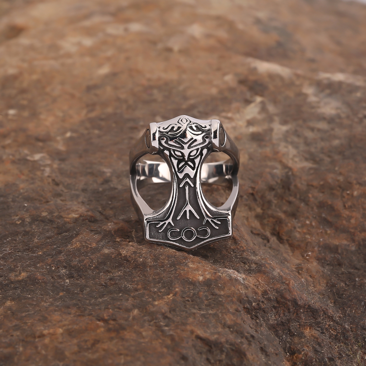 Mjolnir-ring US$2.9/PC-NORSECOLLECTION- Viking-sieraden, Viking-ketting, Viking-armband, Viking-ringen, Viking-mokken, Viking-accessoires, Viking-ambachten