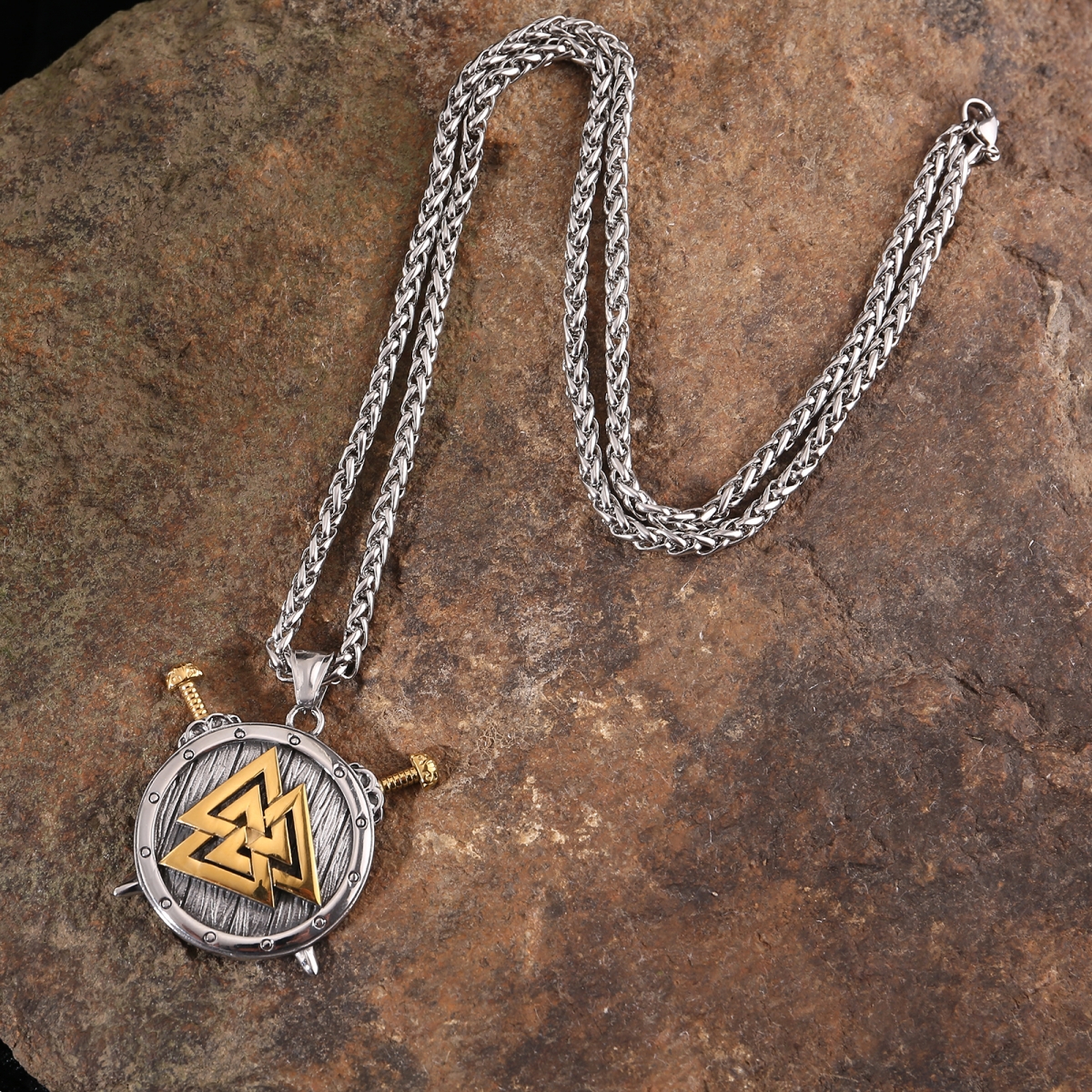 Valknut Shield Necklace US$3.2/PC-NORSECOLLECTION- Viking Jewelry,Viking Necklace,Viking Bracelet,Viking Rings,Viking Mugs,Viking Accessories,Viking Crafts