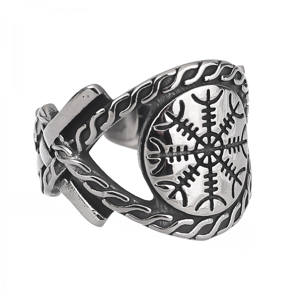 Helm Of Awe Ring US$2.9/PC-NORSECOLLECTION- Viking Jewelry,Viking Necklace,Viking Bracelet,Viking Rings,Viking Mugs,Viking Accessories,Viking Crafts