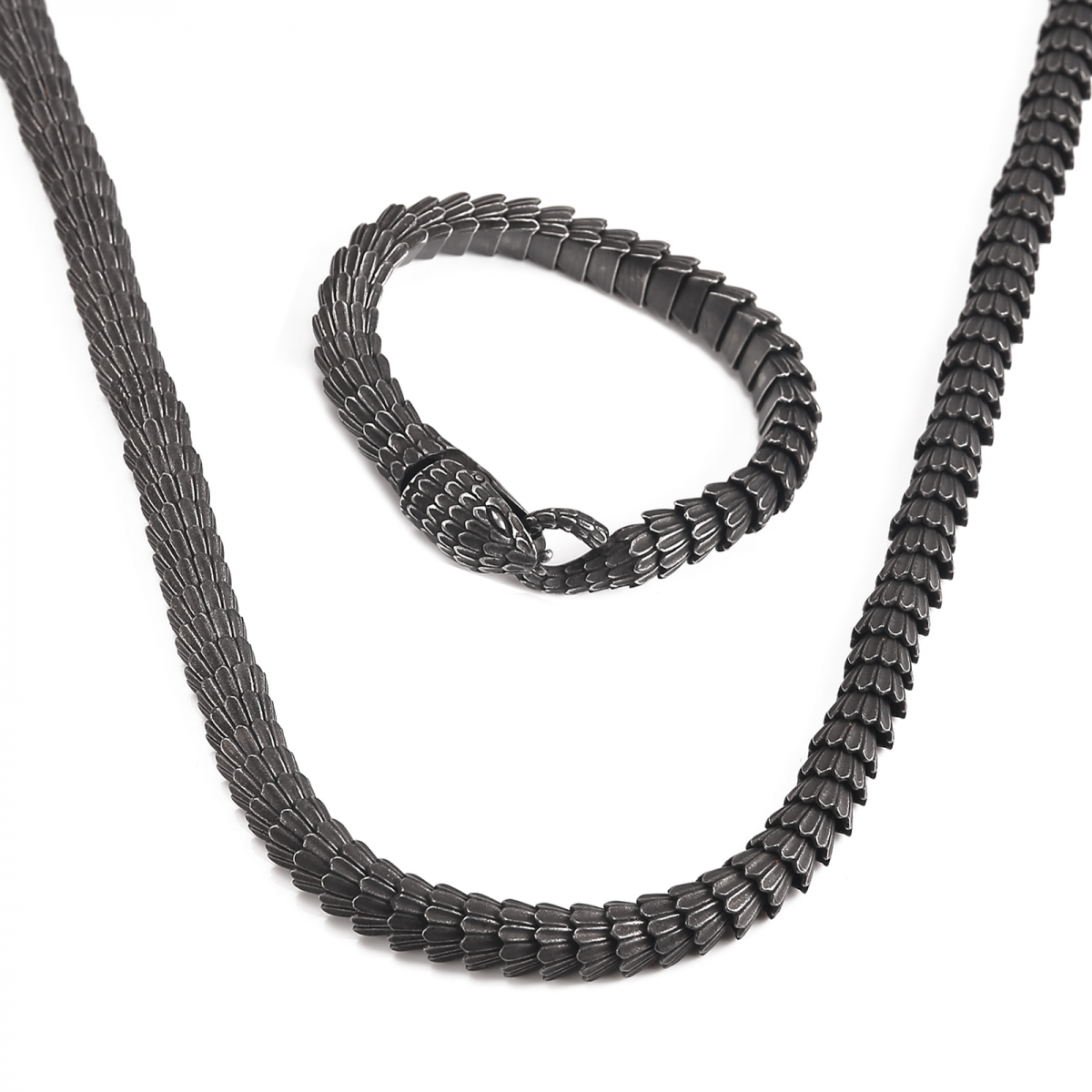 World Serpent Jormungandr Snake Chain Set US$37/Set-NORSECOLLECTION- Viking Jewelry,Viking Necklace,Viking Bracelet,Viking Rings,Viking Mugs,Viking Accessories,Viking Crafts