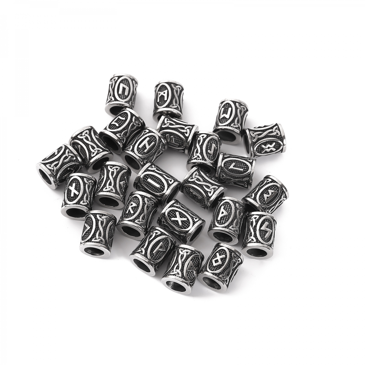 Viking Rune Beads US$14/Set(24pcs)-NORSECOLLECTION- Viking Jewelry,Viking Necklace,Viking Bracelet,Viking Rings,Viking Mugs,Viking Accessories,Viking Crafts
