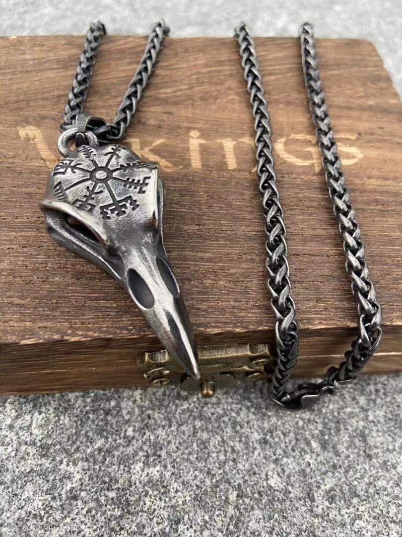 Antieke raven schedel ketting-NORSECOLLECTION-Viking sieraden, Viking ketting, Viking armband, Viking ringen, Viking mokken, Viking accessoires, Viking ambachten