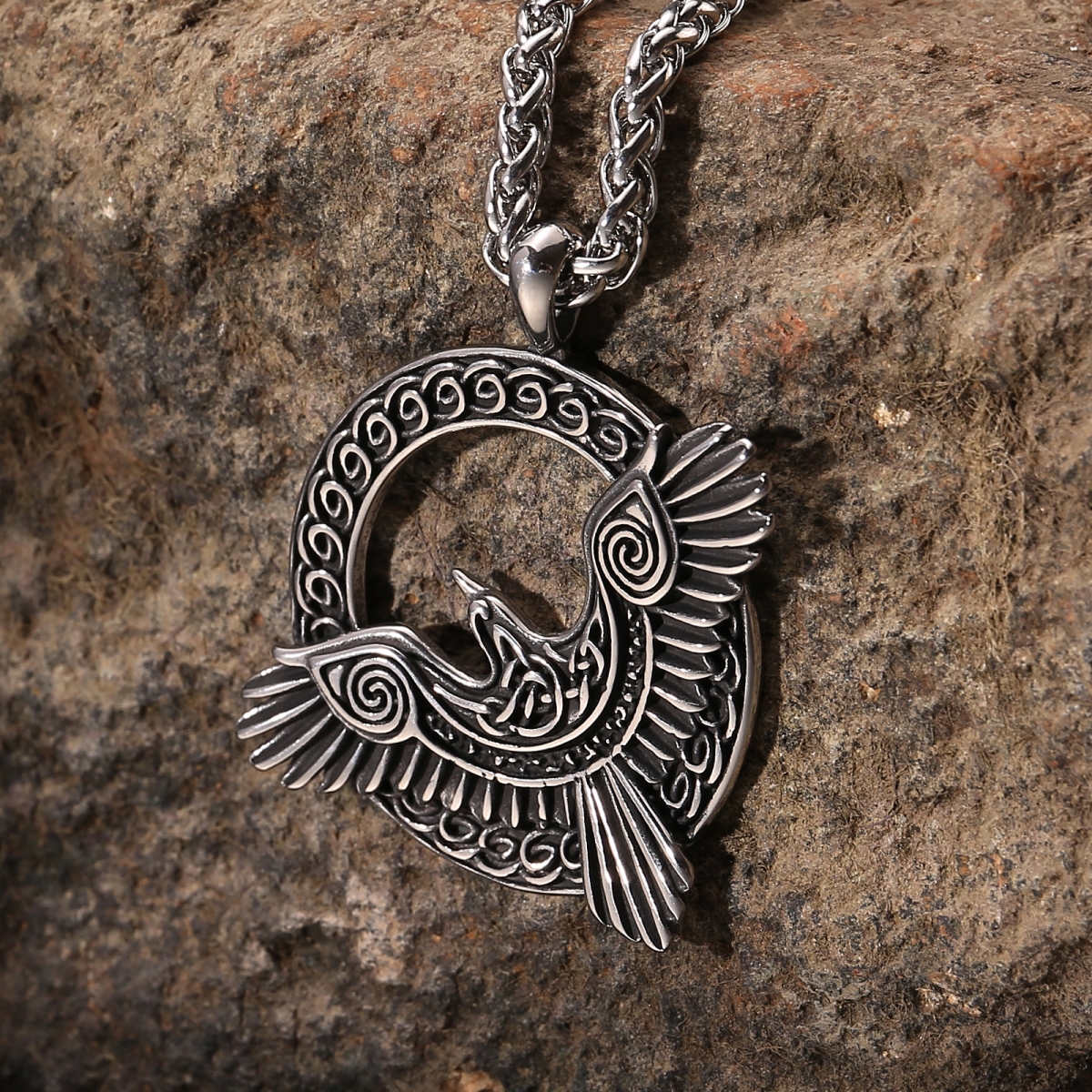 Raven Necklace US$2.9/PC-NORSECOLLECTION- Viking Jewelry,Viking Necklace,Viking Bracelet,Viking Rings,Viking Mugs,Viking Accessories,Viking Crafts