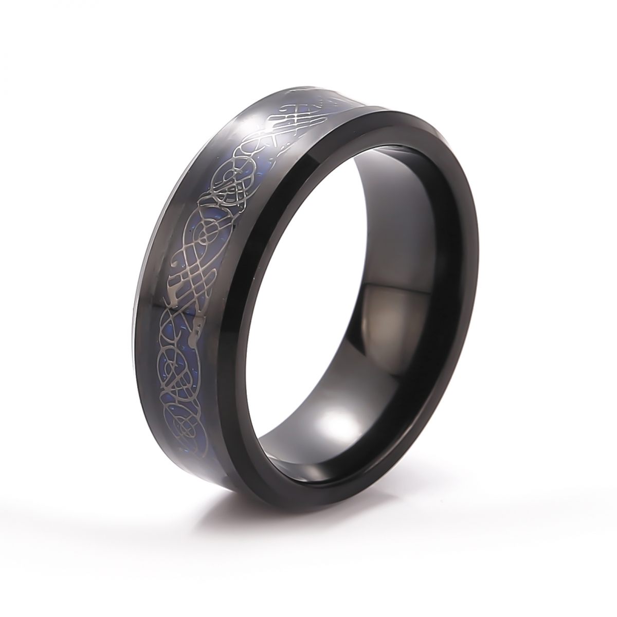 Tungsten Carbide Blue Ring US$5.8/PC-NORSECOLLECTION- Viking Jewelry,Viking Necklace,Viking Bracelet,Viking Rings,Viking Mugs,Viking Accessories,Viking Crafts