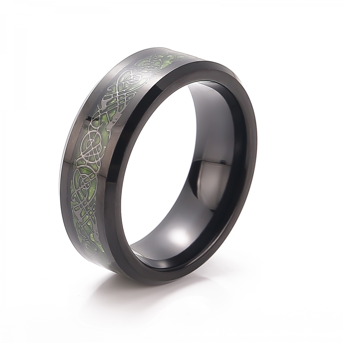 Tungsten Carbide Green Ring US$5.8/PC-NORSECOLLECTION- Viking Jewelry,Viking Necklace,Viking Bracelet,Viking Rings,Viking Mugs,Viking Accessories,Viking Crafts
