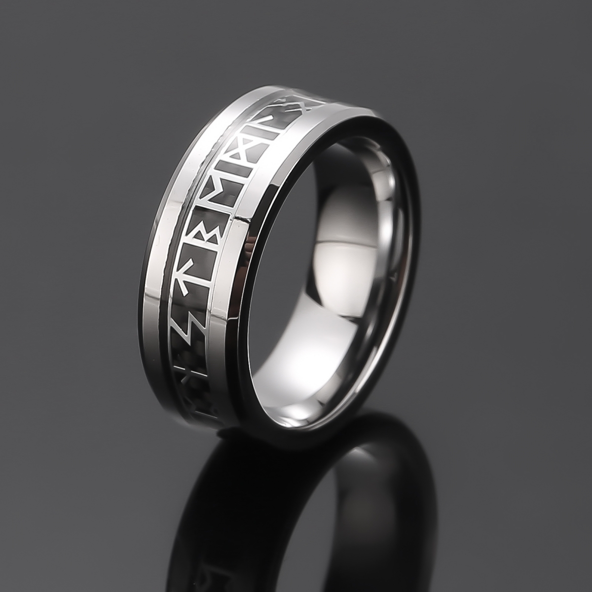 Tungsten Carbide Runes Ring US$6.2/PC-NORSECOLLECTION- Viking Jewelry,Viking Necklace,Viking Bracelet,Viking Rings,Viking Mugs,Viking Accessories,Viking Crafts