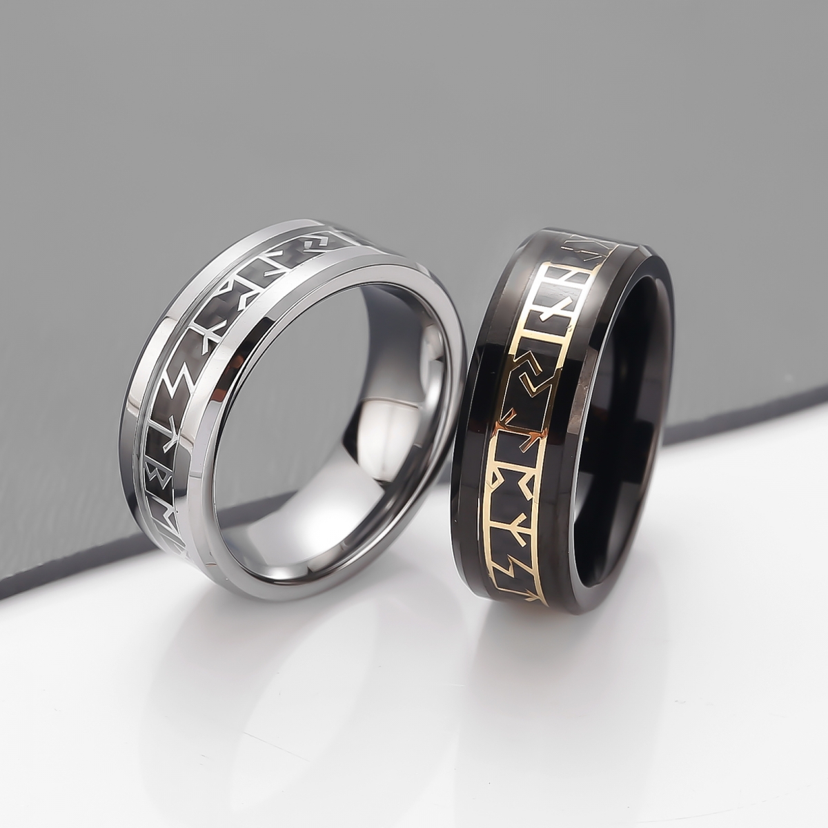 Tungsten Carbide Runes Ring US$5.8/PC-NORSECOLLECTION- Viking Jewelry,Viking Necklace,Viking Bracelet,Viking Rings,Viking Mugs,Viking Accessories,Viking Crafts