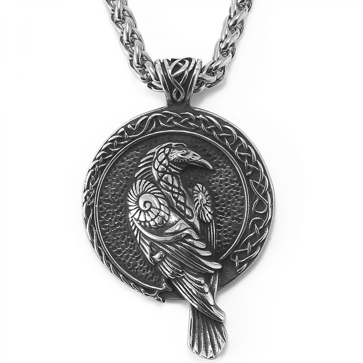 Raven Coin Necklace US$3.5/PC-NORSECOLLECTION- Viking Jewelry,Viking Necklace,Viking Bracelet,Viking Rings,Viking Mugs,Viking Accessories,Viking Crafts