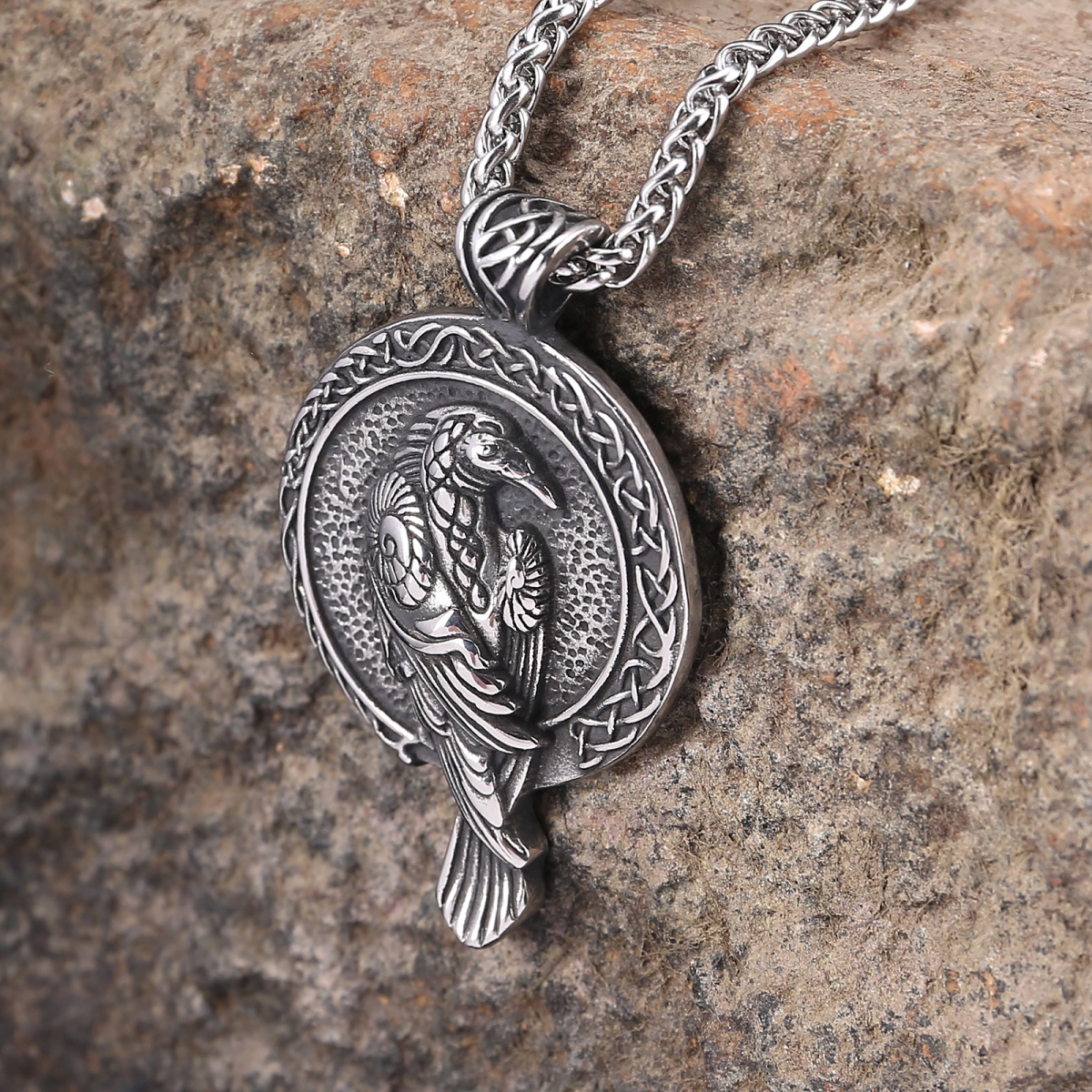 Raven Coin Necklace US$3.5/PC-NORSECOLLECTION- Viking Jewelry,Viking Necklace,Viking Bracelet,Viking Rings,Viking Mugs,Viking Accessories,Viking Crafts