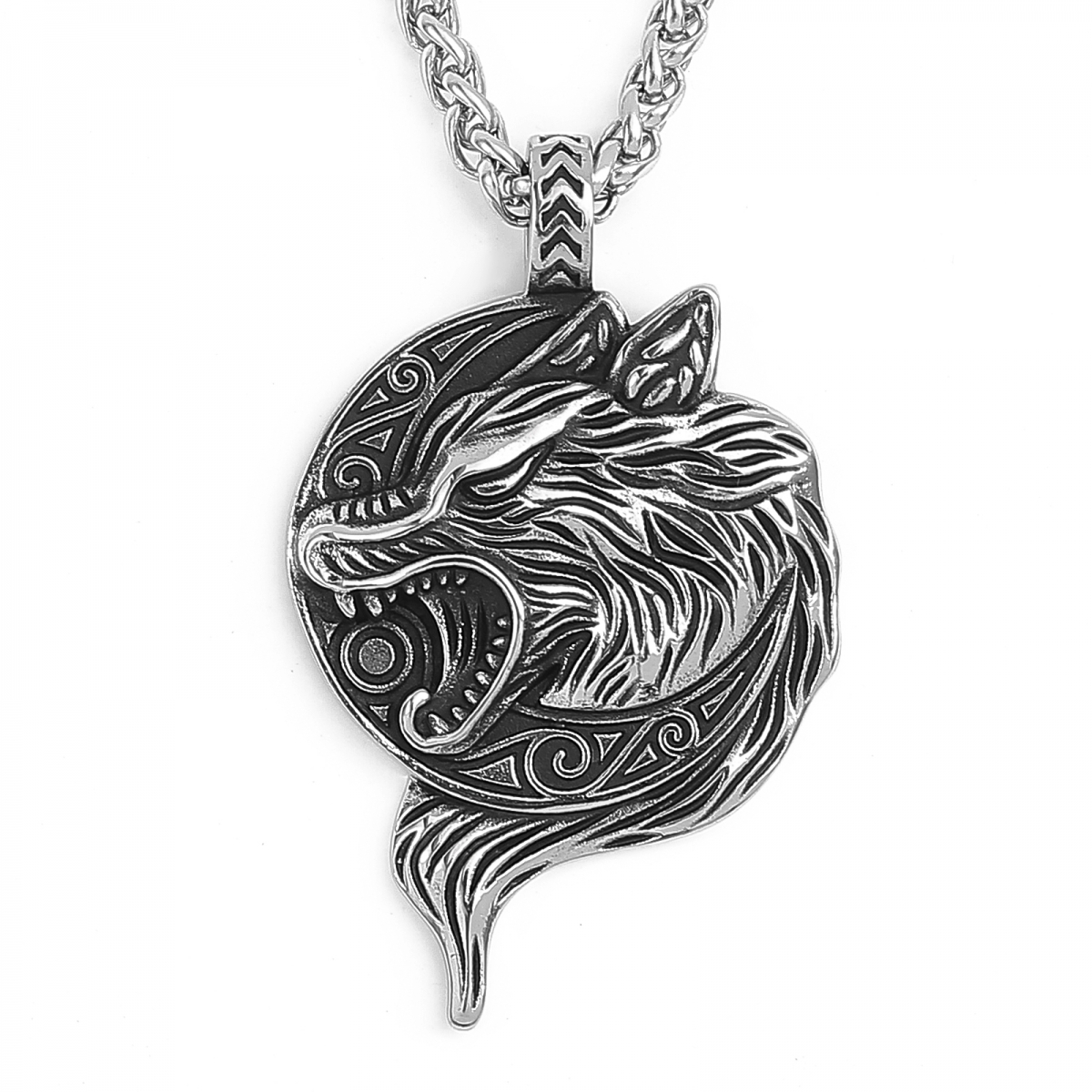 Skoll Wolf Necklace US$2.9/PC-NORSECOLLECTION- Viking Jewelry,Viking Necklace,Viking Bracelet,Viking Rings,Viking Mugs,Viking Accessories,Viking Crafts