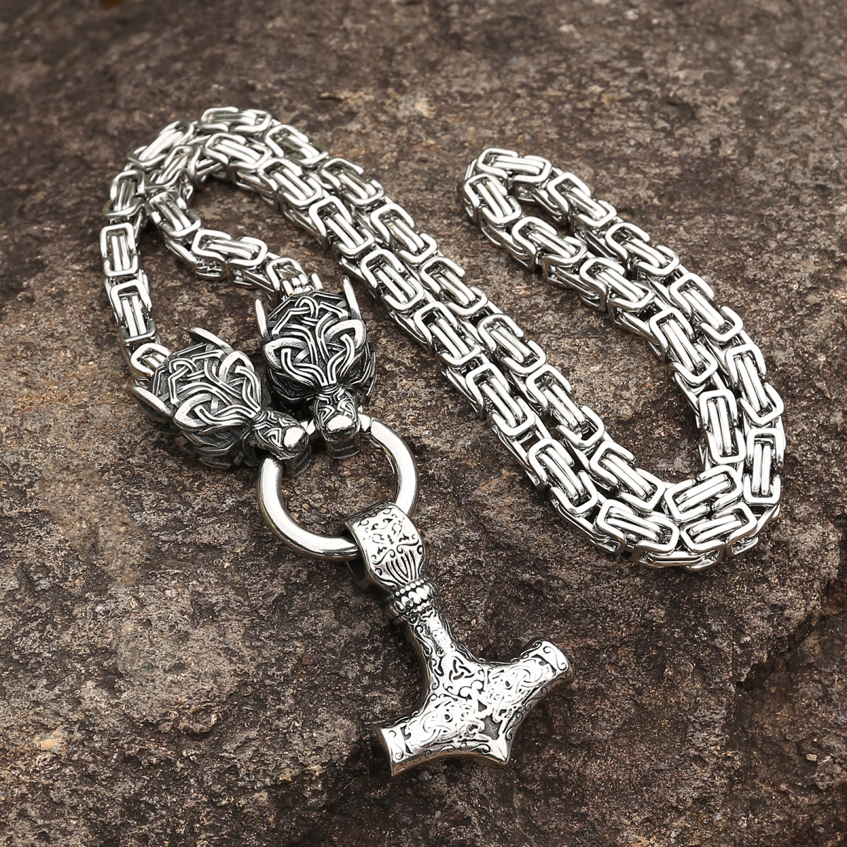 King Chain Thor Hammer Necklace US$9/PC-NORSECOLLECTION- Viking Jewelry,Viking Necklace,Viking Bracelet,Viking Rings,Viking Mugs,Viking Accessories,Viking Crafts