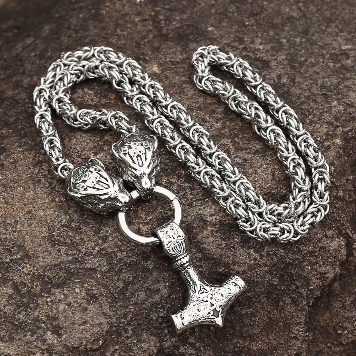 King Chain Thor Hammer Necklace US$11/PC-NORSECOLLECTION- Viking Jewelry,Viking Necklace,Viking Bracelet,Viking Rings,Viking Mugs,Viking Accessories,Viking Crafts