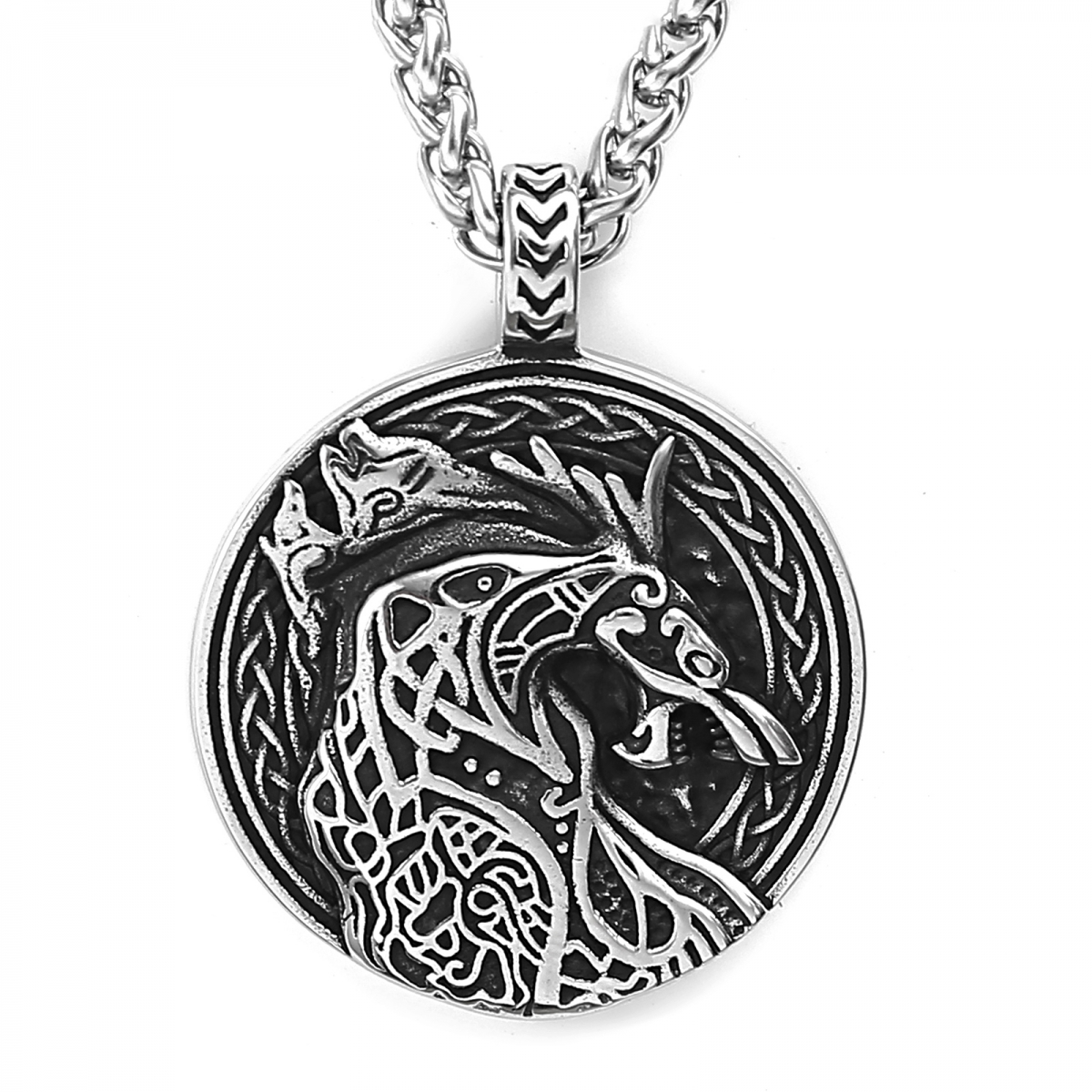 Fenrir Wolf Necklace US$2.9/PC-NORSECOLLECTION- Viking Jewelry,Viking Necklace,Viking Bracelet,Viking Rings,Viking Mugs,Viking Accessories,Viking Crafts