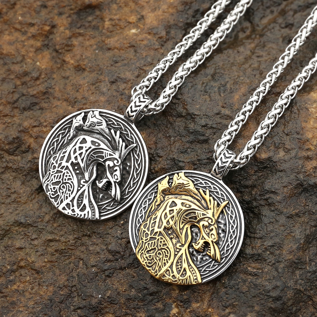 Fenrir Wolf Necklace US$2.9/PC-NORSECOLLECTION- Viking Jewelry,Viking Necklace,Viking Bracelet,Viking Rings,Viking Mugs,Viking Accessories,Viking Crafts