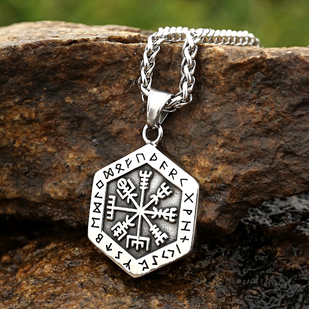 Vegvisir Rune Amulet Necklace US$2.9/PC-NORSECOLLECTION- Viking Jewelry,Viking Necklace,Viking Bracelet,Viking Rings,Viking Mugs,Viking Accessories,Viking Crafts
