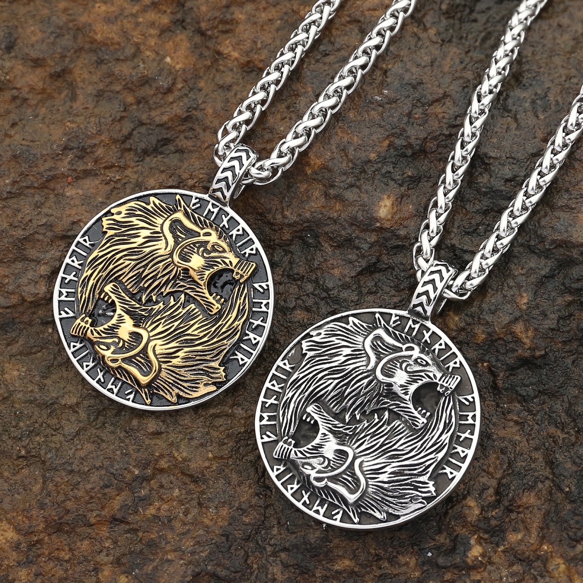 Hati & Skoll Necklace U$3.2/PC-NORSECOLLECTION- Viking Jewelry,Viking Necklace,Viking Bracelet,Viking Rings,Viking Mugs,Viking Accessories,Viking Crafts