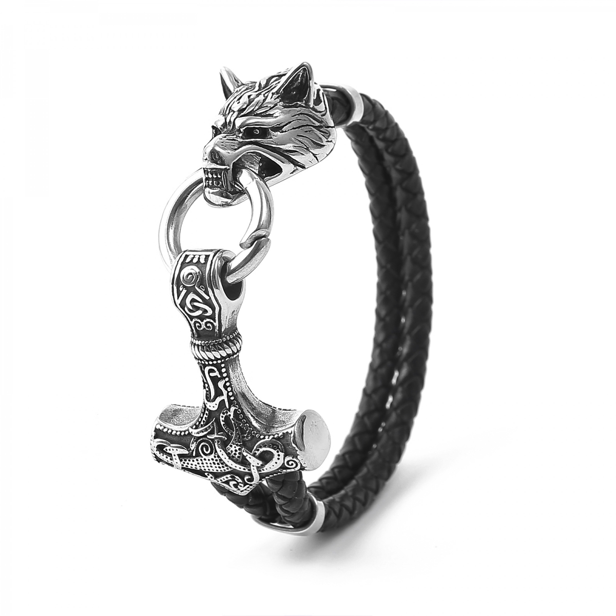 Viking Wolf Mjolnir Bracelet US$5.2/PC-NORSECOLLECTION- Viking Jewelry,Viking Necklace,Viking Bracelet,Viking Rings,Viking Mugs,Viking Accessories,Viking Crafts