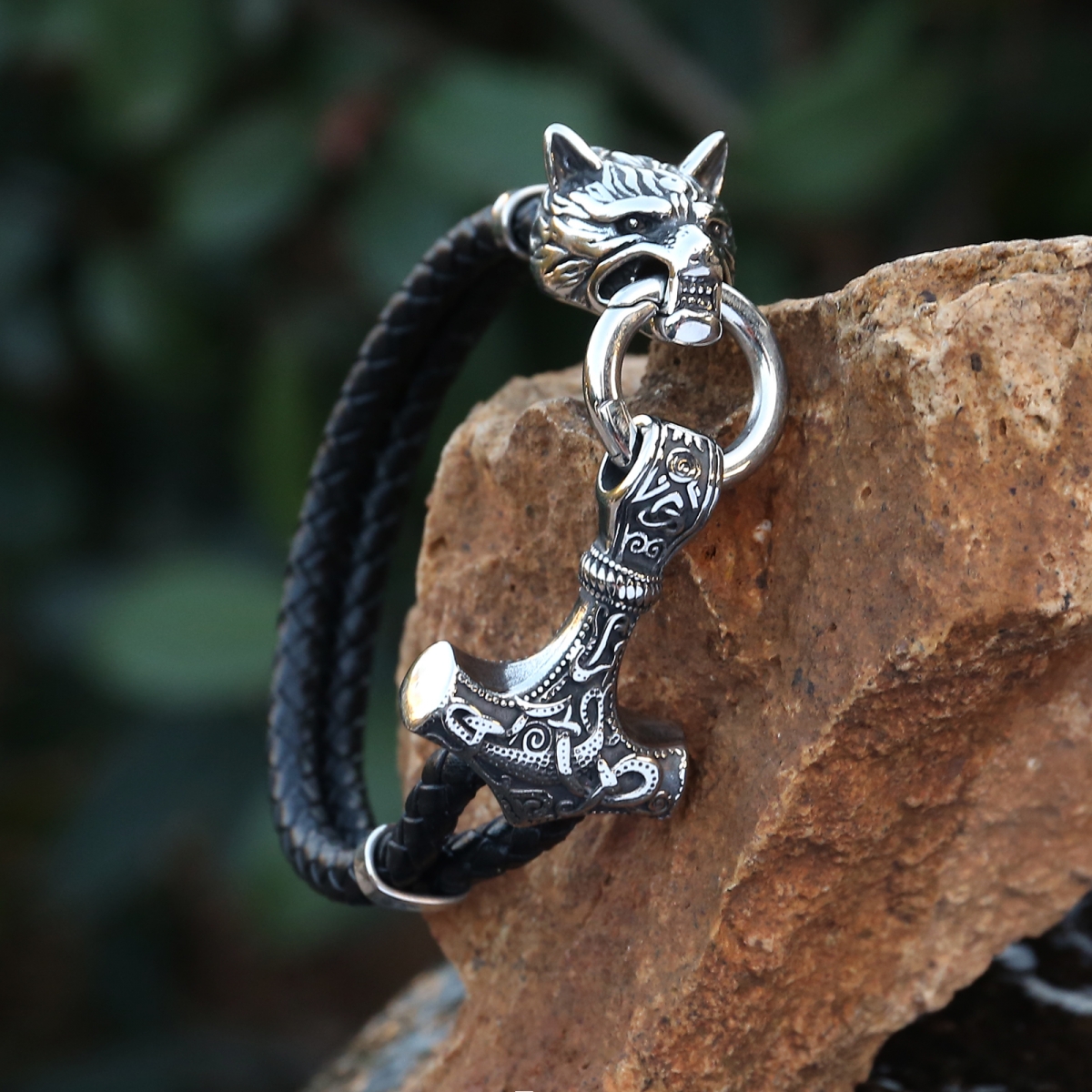 Viking Wolf Mjolnir Bracelet US$5.2/PC-NORSECOLLECTION- Viking Jewelry,Viking Necklace,Viking Bracelet,Viking Rings,Viking Mugs,Viking Accessories,Viking Crafts