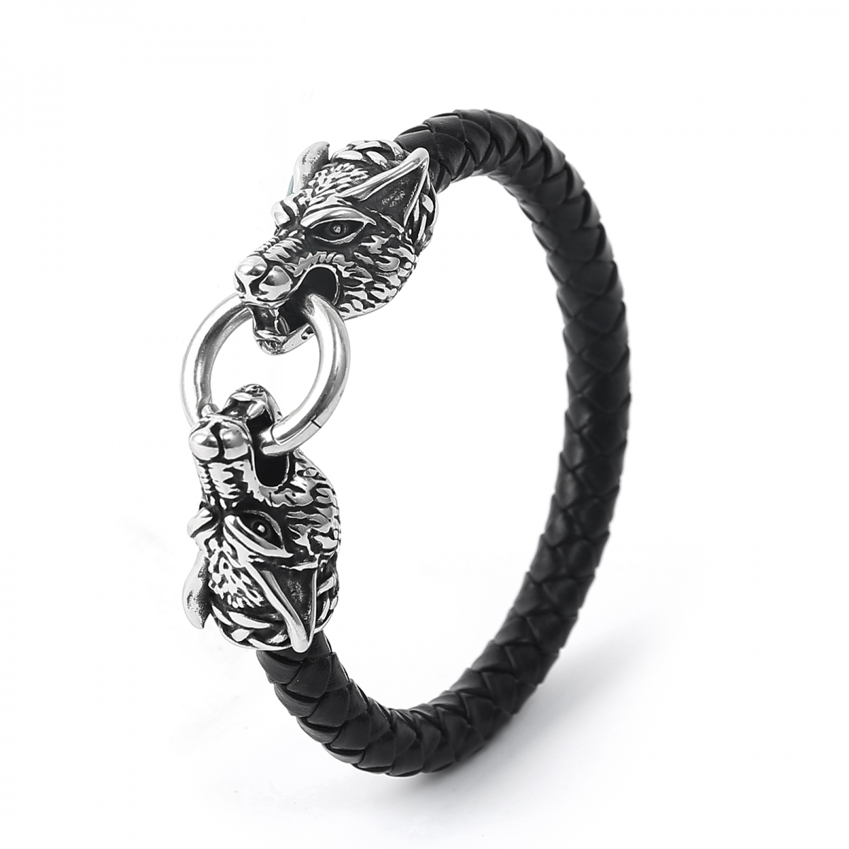 Wolf Bracelet Genuine Leather US$4.7/PC-NORSECOLLECTION- Viking Jewelry,Viking Necklace,Viking Bracelet,Viking Rings,Viking Mugs,Viking Accessories,Viking Crafts