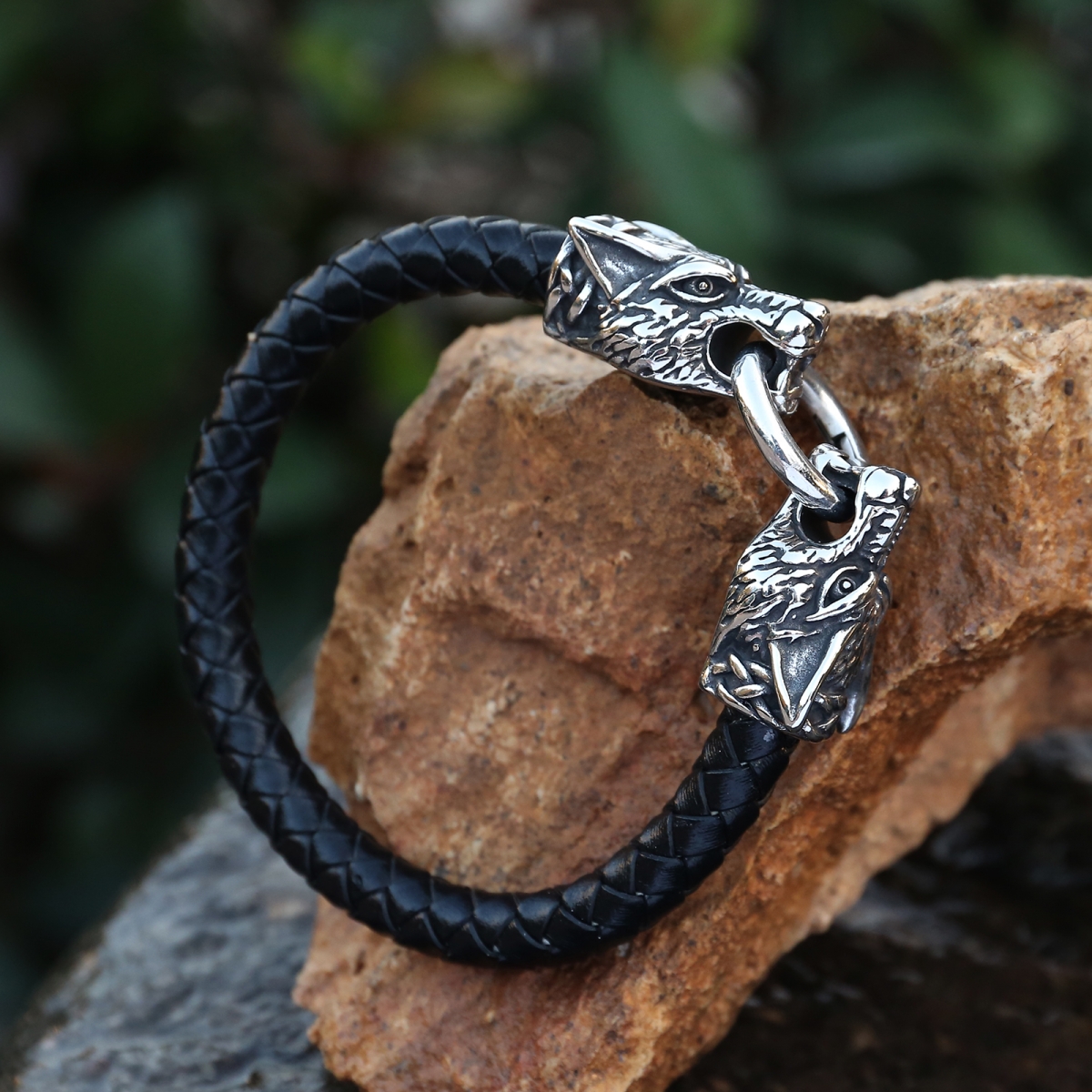 Wolf Bracelet Genuine Leather US$4.7/PC-NORSECOLLECTION- Viking Jewelry,Viking Necklace,Viking Bracelet,Viking Rings,Viking Mugs,Viking Accessories,Viking Crafts