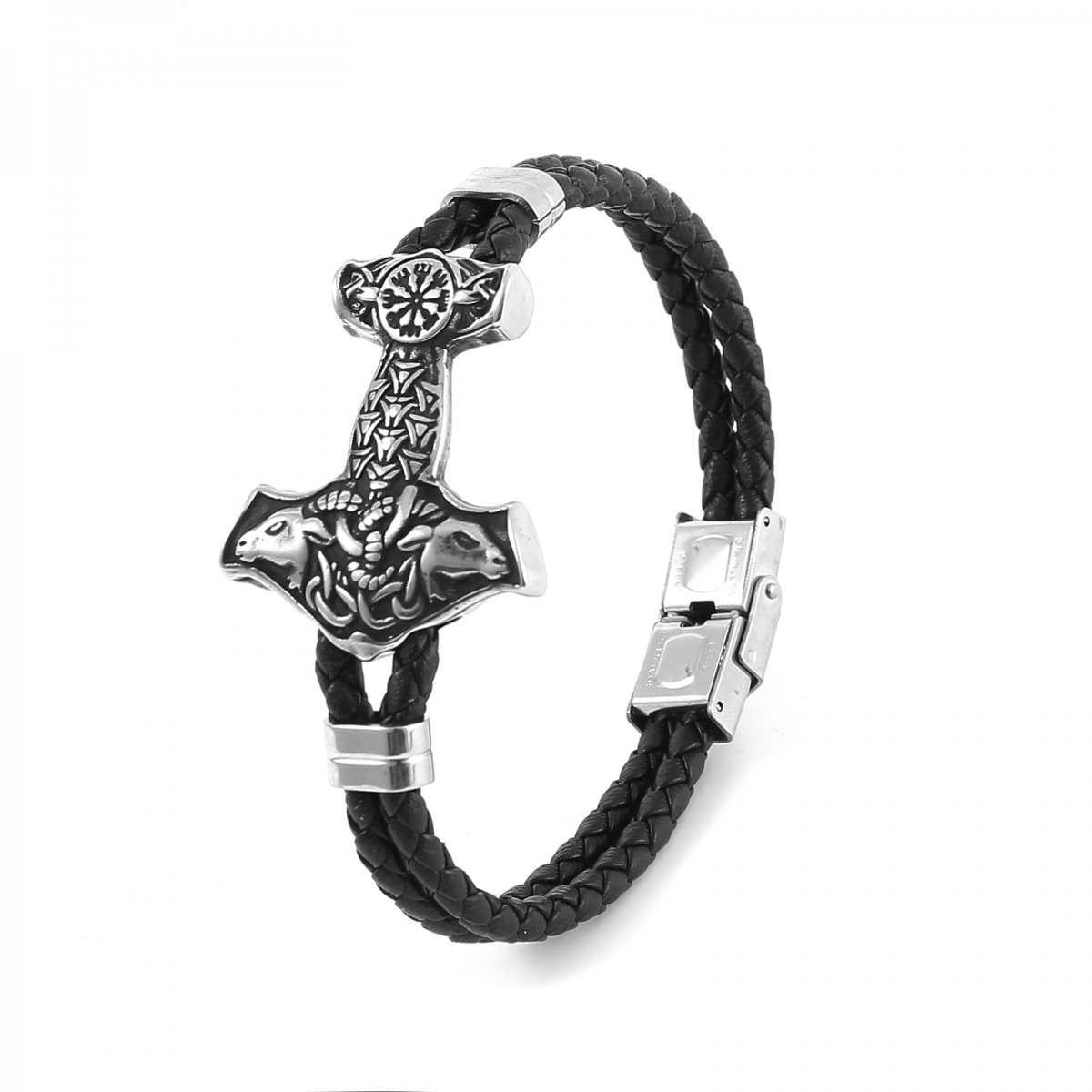 Thor Hammer Bracelet Leather US$4.5/PC-NORSECOLLECTION- Viking Jewelry,Viking Necklace,Viking Bracelet,Viking Rings,Viking Mugs,Viking Accessories,Viking Crafts