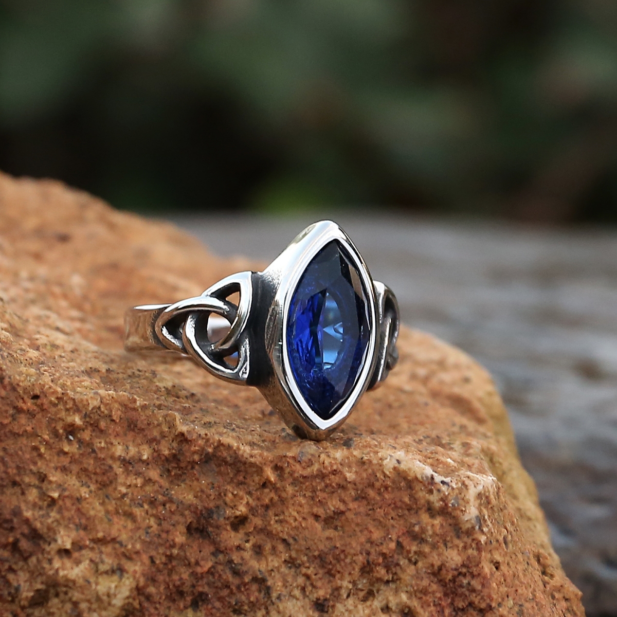 Blue Crystal Ring Celtic US$3.2/PC-NORSECOLLECTION- Viking Jewelry,Viking Necklace,Viking Bracelet,Viking Rings,Viking Mugs,Viking Accessories,Viking Crafts