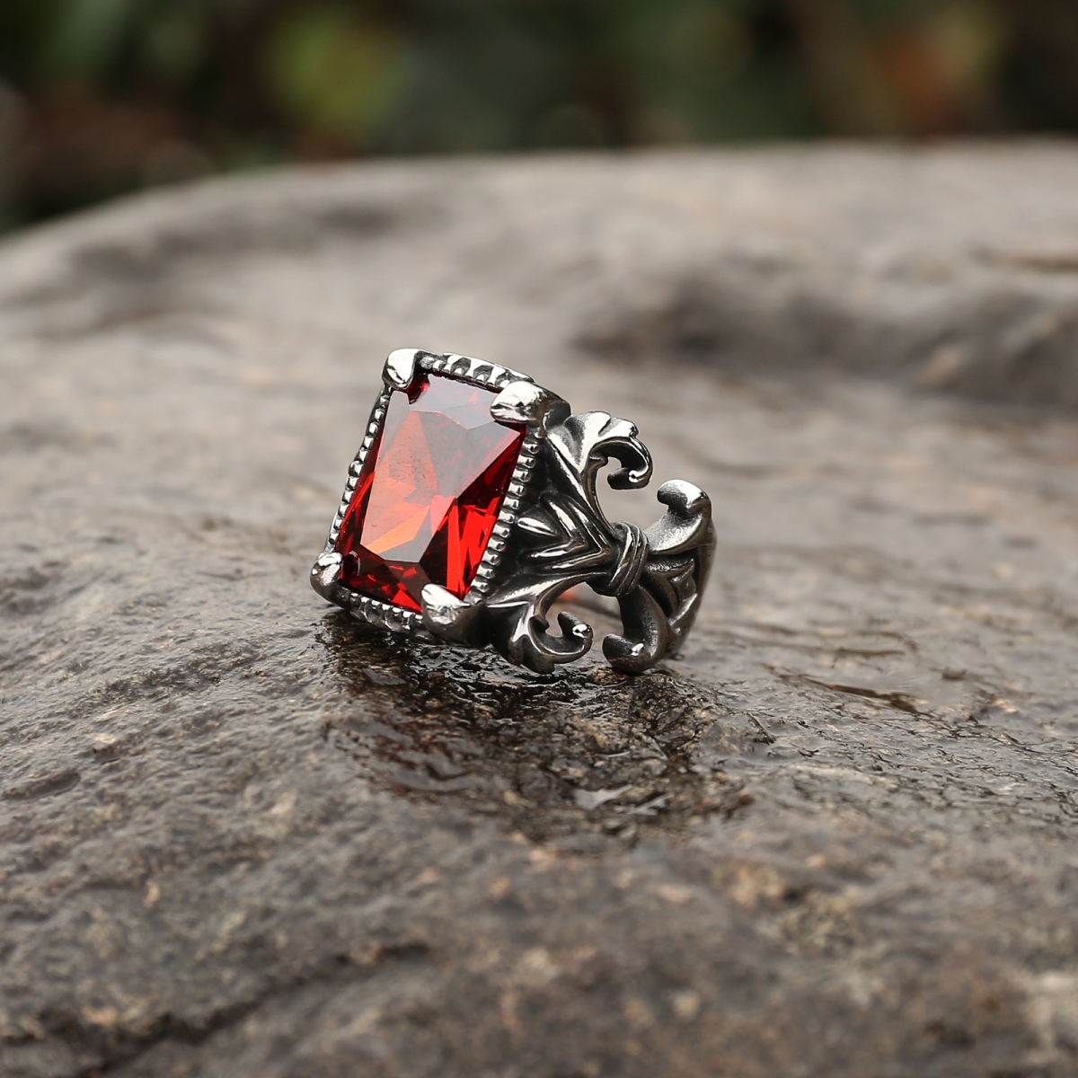 Viking Ring Crystal Red US$5.5/PC-NORSECOLLECTION- Viking Jewelry,Viking Necklace,Viking Bracelet,Viking Rings,Viking Mugs,Viking Accessories,Viking Crafts